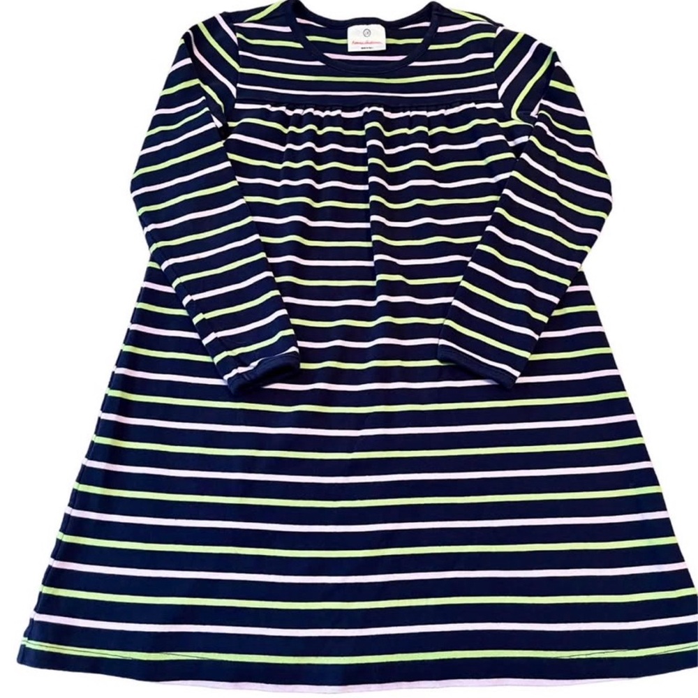 Hanna Andersson Navy and White Striped Kids Casual Dress